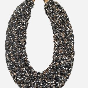 Elegant Black and White Beaded Necklace